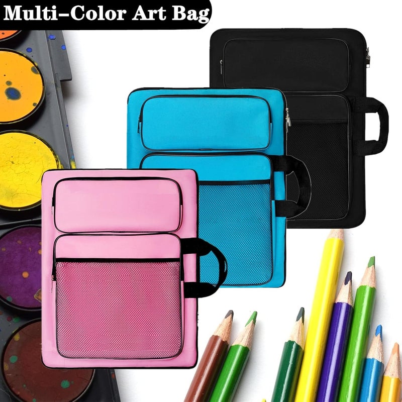 TreochtFUN Art Portfolio Kids Artwork,Art Bag15 X 18 For Child Artwork 8K Organizer,A3 portfolio Case For Carrying Artwork With Tote And Backpack (Black) - Image 3